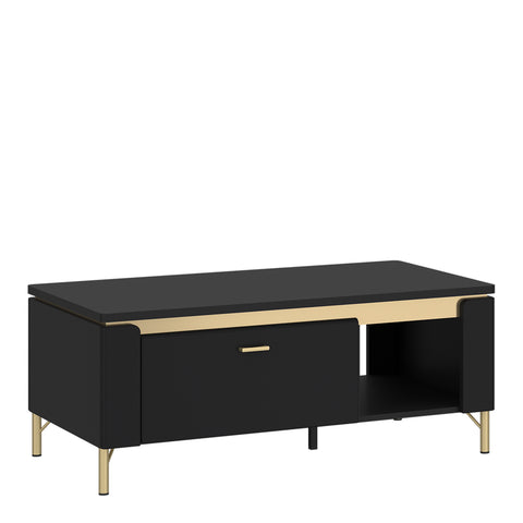 Genoa Coffee Table 1 Drawer in Black Matt/Gold — front view