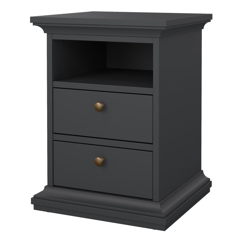 Paris Bedside 2 Drawers in Matt Grey — detail view