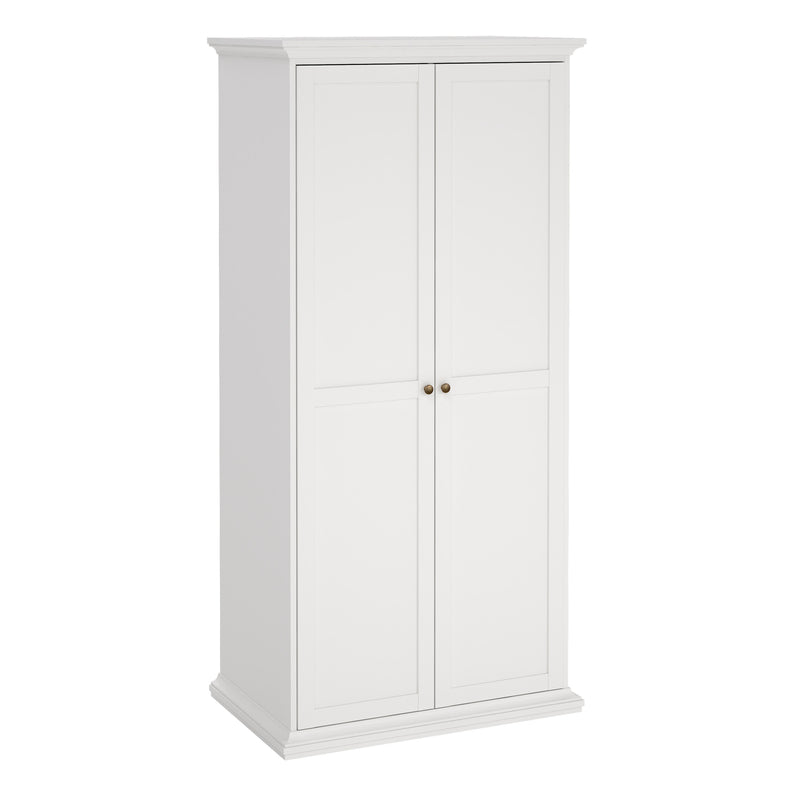 Paris Wardrobe with 2 Doors in White — front view