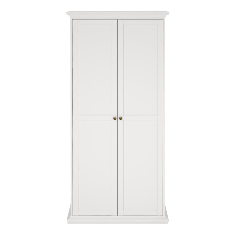 Paris Wardrobe with 2 Doors in White — side angle