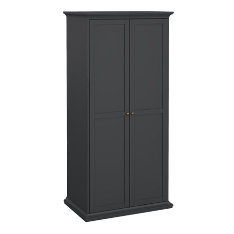 Paris Wardrobe with 2 Doors in Matt Grey — front view