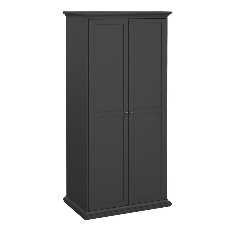 Paris Wardrobe with 2 Doors in Matt Grey — front view