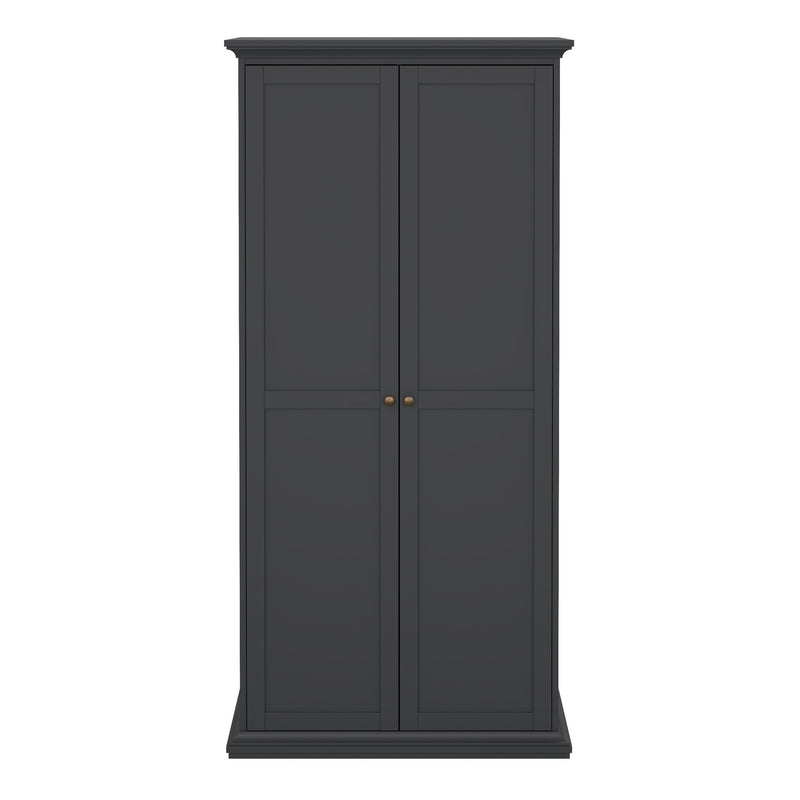 Paris Wardrobe with 2 Doors in Matt Grey — side angle