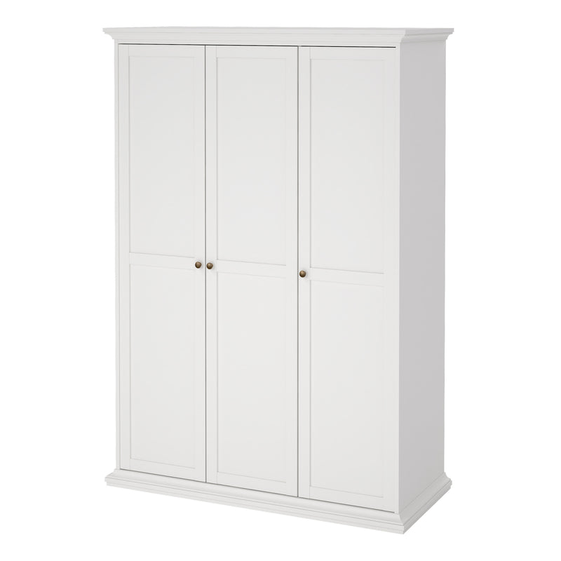 Paris Wardrobe with 3 Doors in White — detail view