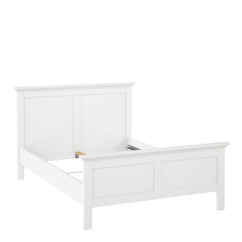 Paris Double Bed (140 x 200) in White — side angle