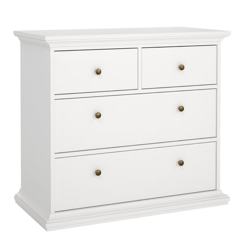 Paris Chest of 4 Drawers in White — front view