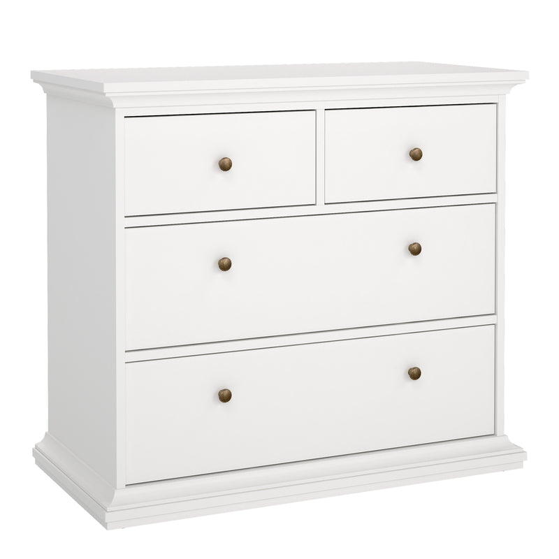 Paris Chest of 4 Drawers in White — front view