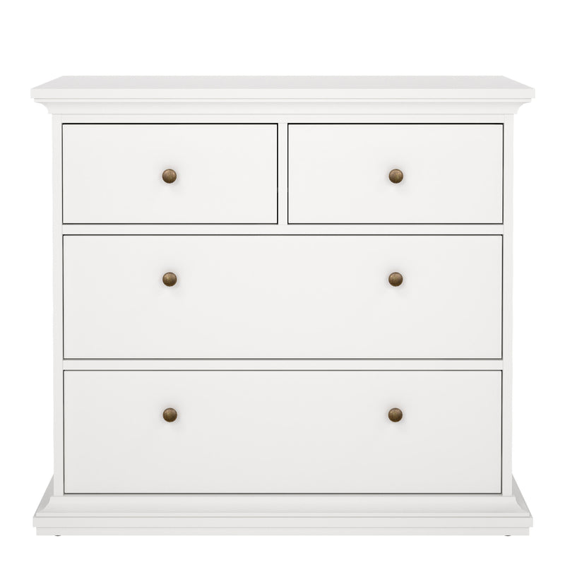 Paris Chest of 4 Drawers in White — side angle