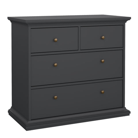 Paris Chest of 4 Drawers in Matt Grey — front view
