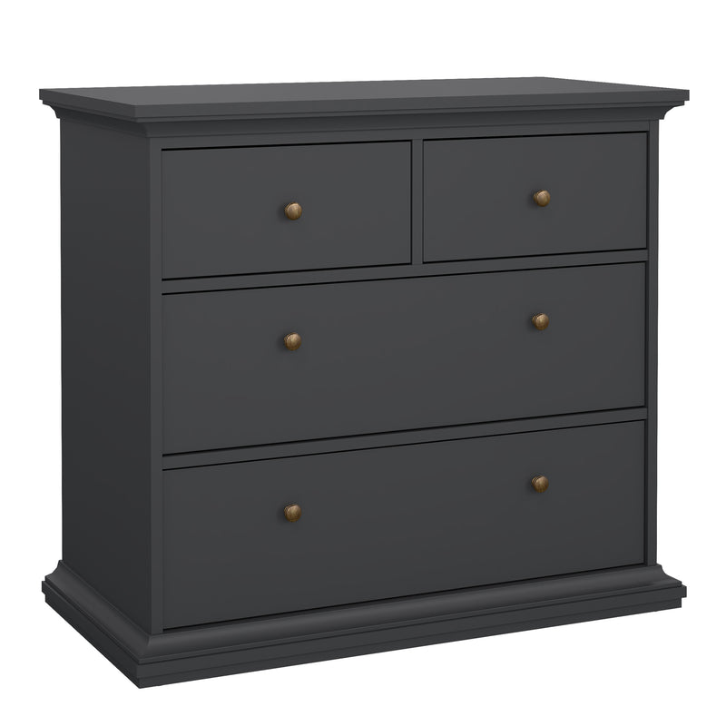 Paris Chest of 4 Drawers in Matt Grey — front view