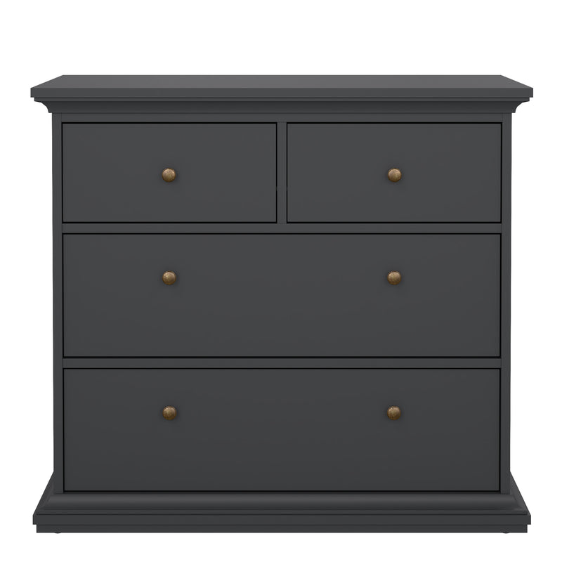 Paris Chest of 4 Drawers in Matt Grey — side angle