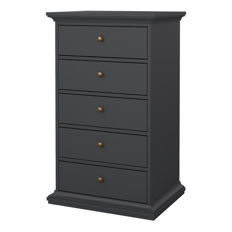 Paris Chest 5 Drawers in Matt Grey — detail view
