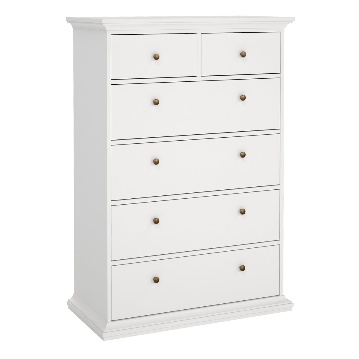 Paris Chest of 6 Drawers in White — front view