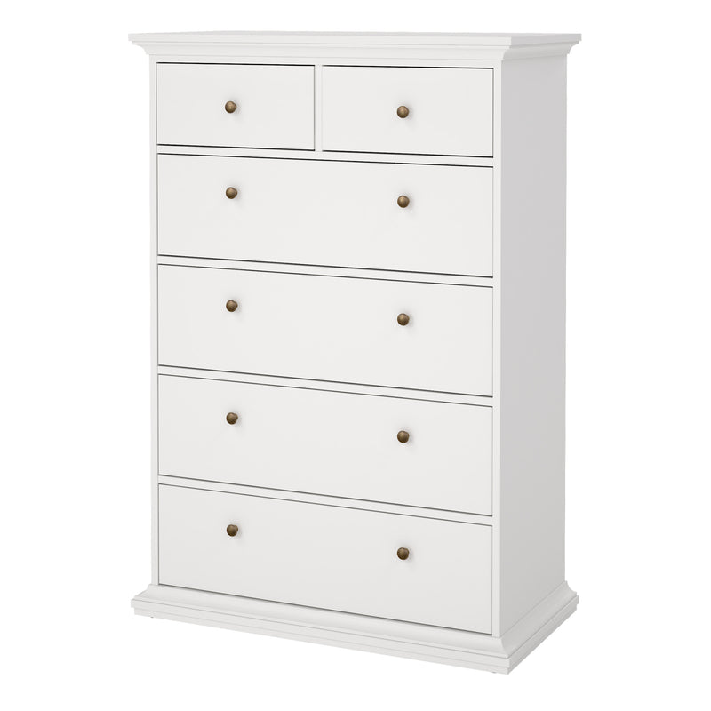 Paris Chest of 6 Drawers in White — detail view