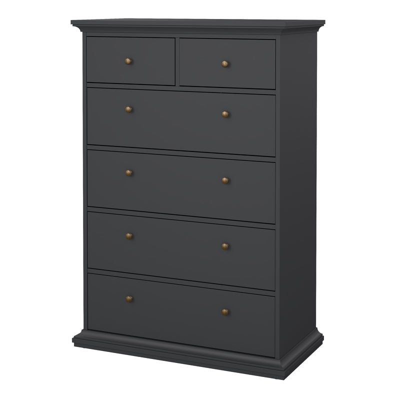 Paris Chest of 6 Drawers in Matt Grey — detail view