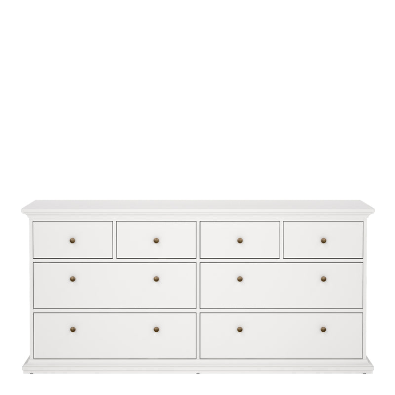 Paris Chest of 8 Drawers in White — side angle