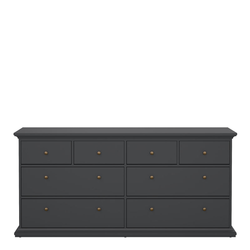 Paris Chest of 8 Drawers in Matt Grey — side angle