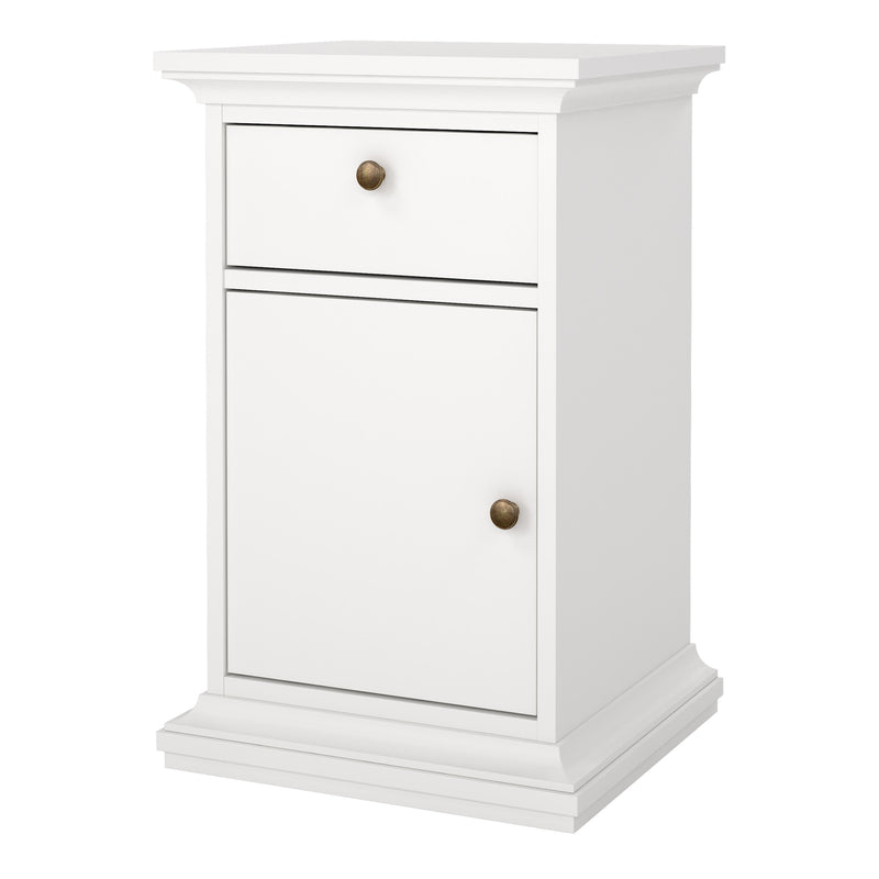Paris Nightstand 1 Door + 1 Drawer in White — detail view