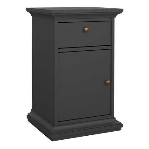 Paris Nightstand 1 Door + 1 Drawer in Matt Grey — front view