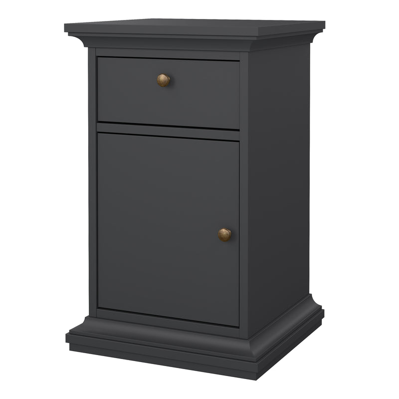 Paris Nightstand 1 Door + 1 Drawer in Matt Grey — detail view