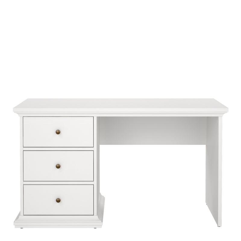 Paris Desk in White — side angle