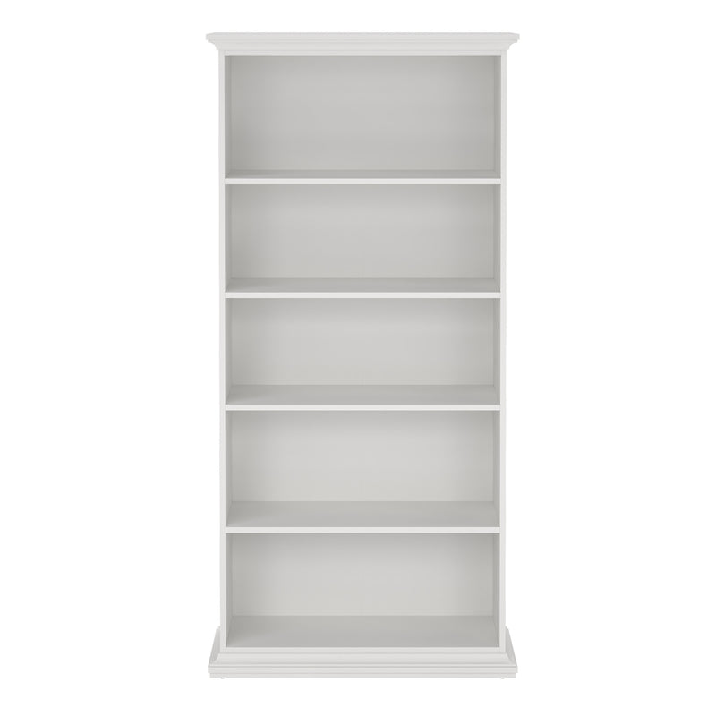 Paris Tall Bookcase in White — side angle