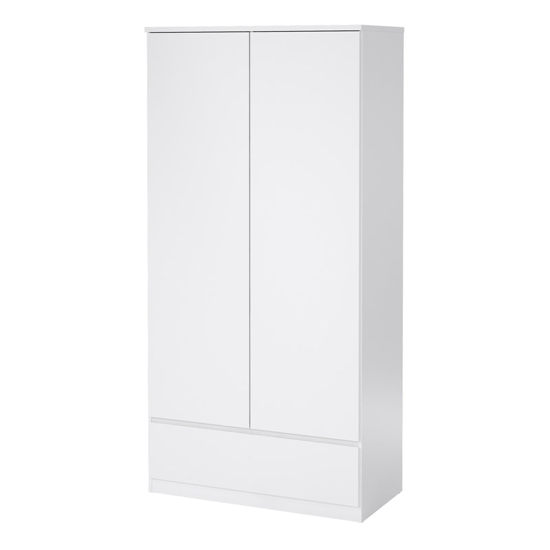 Naia Wardrobe with 2 Doors 1 Drawer in White High Gloss — detail view