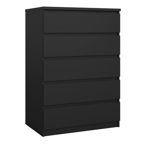 Naia Chest of 5 Drawers in Black Matt — front view