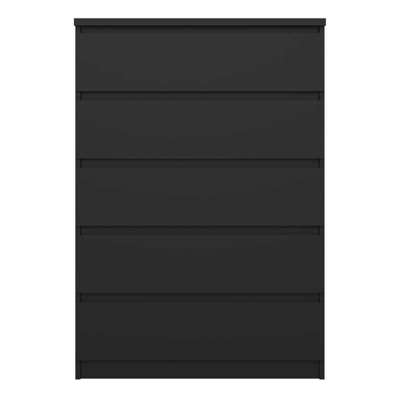Naia Chest of 5 Drawers in Black Matt — side angle