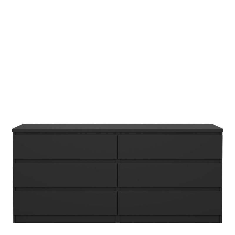 Naia Wide Chest of 6 Drawers (3+3) in Black Matt — side angle