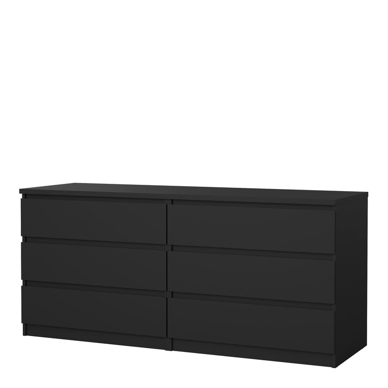 Naia Wide Chest of 6 Drawers (3+3) in Black Matt — detail view