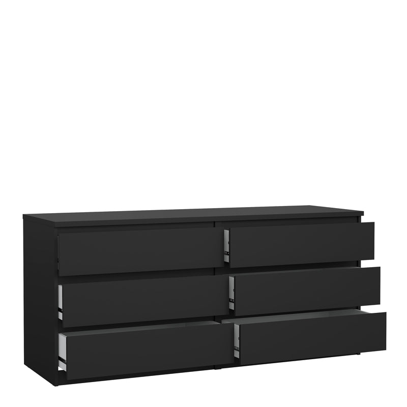 Naia Wide Chest of 6 Drawers (3+3) in Black Matt — alternative angle