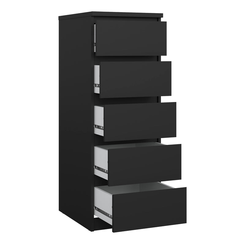 Naia Narrow Chest of 5 Drawers in Black Matt — alternative angle