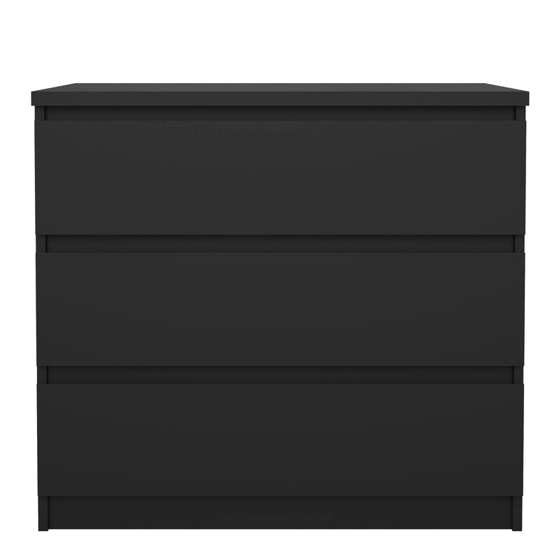 Naia Chest of 3 Drawers in Black Matt — side angle