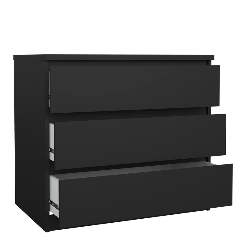 Naia Chest of 3 Drawers in Black Matt — alternative angle