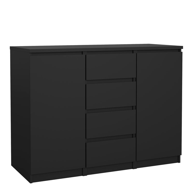 Naia Sideboard 4 Drawers 2 Doors in Black Matt — front view