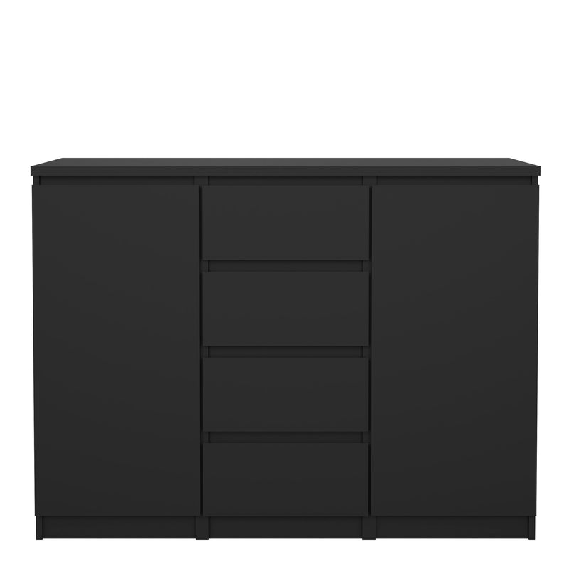 Naia Sideboard 4 Drawers 2 Doors in Black Matt — side angle