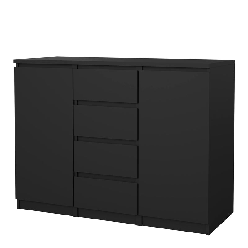 Naia Sideboard 4 Drawers 2 Doors in Black Matt — detail view