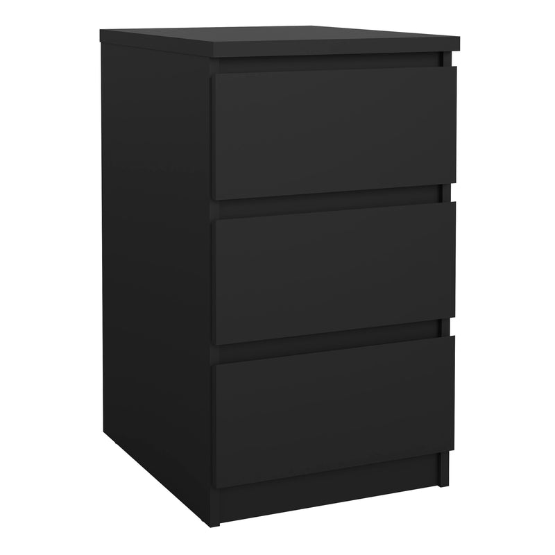 Naia Bedside 3 Drawers in Black Matt — front view