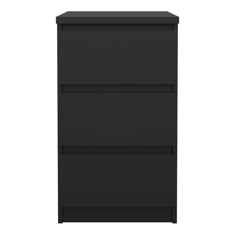 Naia Bedside 3 Drawers in Black Matt — side angle