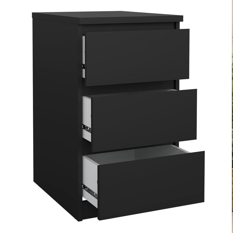 Naia Bedside 3 Drawers in Black Matt — alternative angle