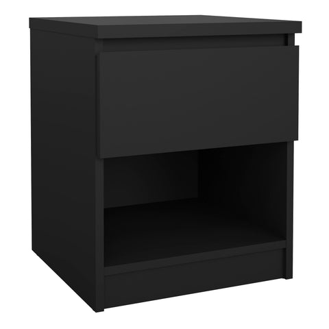 Naia Bedside 1 Drawer 1 Shelf in Black Matt — front view