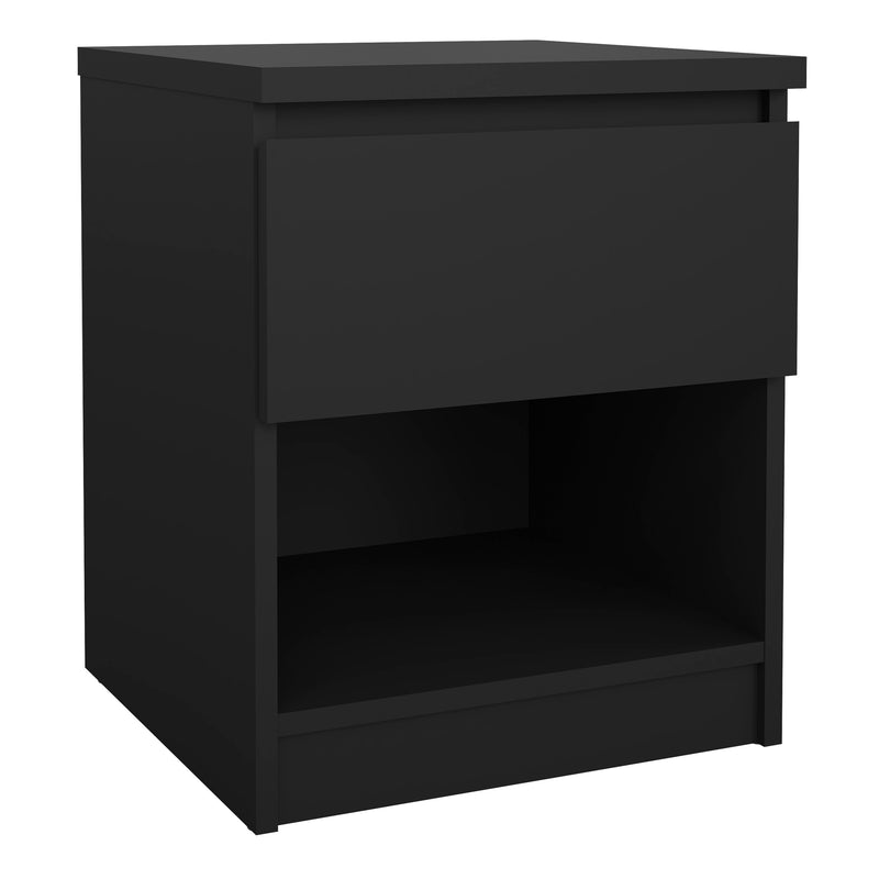 Naia Bedside 1 Drawer 1 Shelf in Black Matt — front view