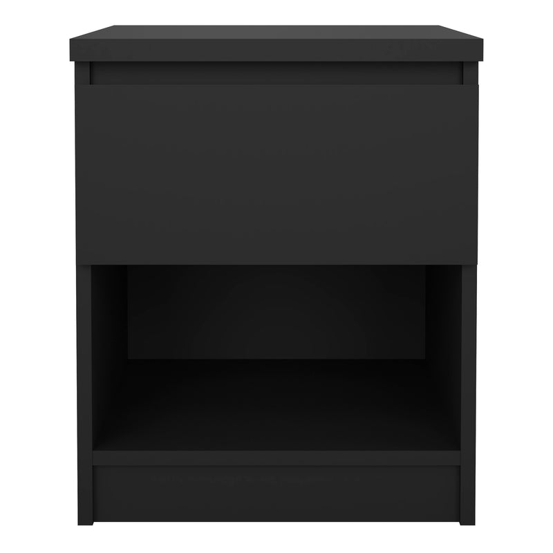 Naia Bedside 1 Drawer 1 Shelf in Black Matt — side angle