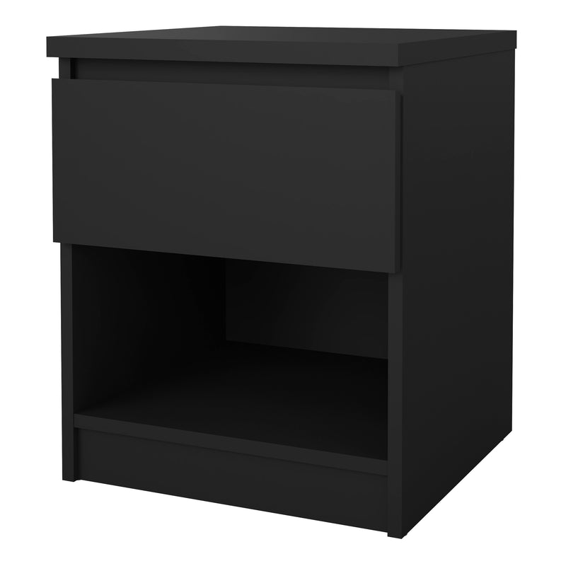 Naia Bedside 1 Drawer 1 Shelf in Black Matt — detail view