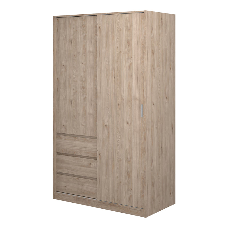 Naia Wardrobe with 1 Sliding Door 1 Door 3 Drawers in Jackson Hickory Oak — detail view