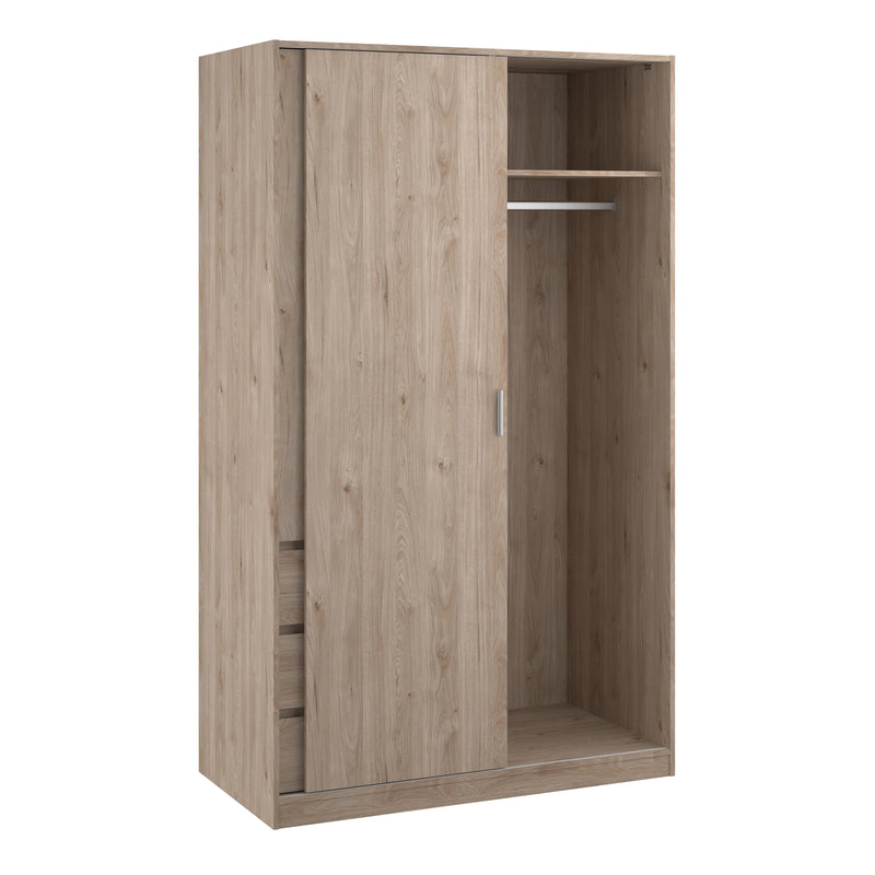 Naia Wardrobe with 1 Sliding Door 1 Door 3 Drawers in Jackson Hickory Oak — alternative angle