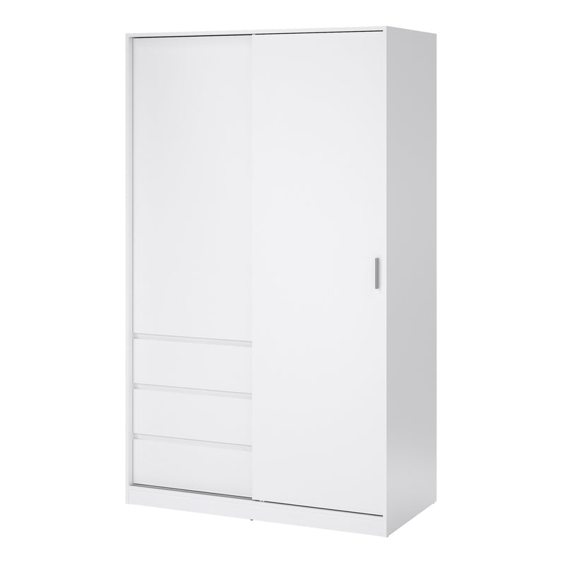 Naia Wardrobe with 1 Sliding Door 1 Door 3 Drawers in White High Gloss — detail view