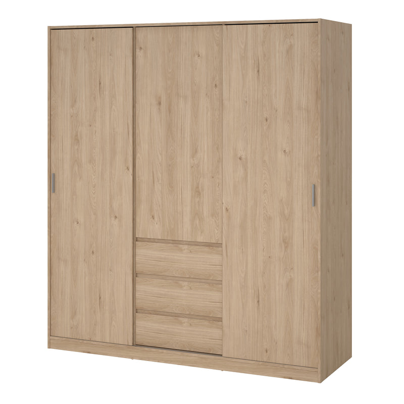Naia Wardrobe with 2 Sliding Doors 1 Door 3 Drawers in Jackson Hickory Oak — detail view