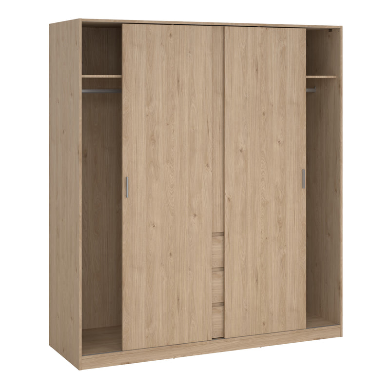 Naia Wardrobe with 2 Sliding Doors 1 Door 3 Drawers in Jackson Hickory Oak — alternative angle